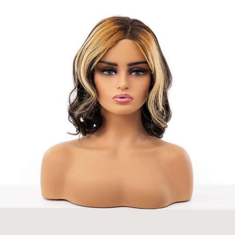 Wholesale base 2# with 27# highlight Glueless Human Hair Lace Front Wigs for Women