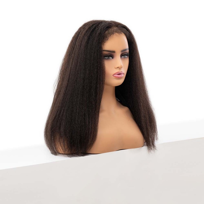 Wholesale Kinky Straight Natural Black Hd Lace Front Wigs for Women