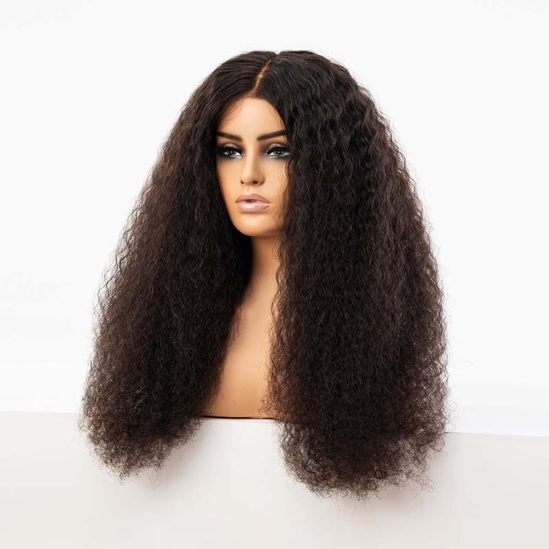 Wholesale Kinky Curly 180% Density Natural Black Hd Lace Front Wigs for Women