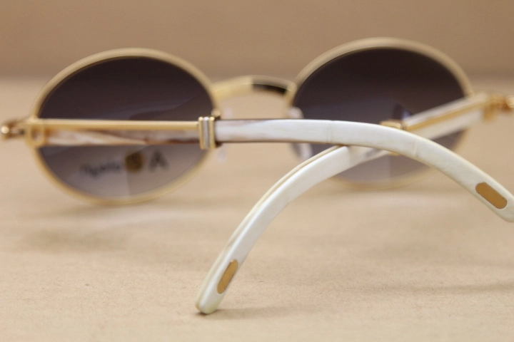 Cartier Wholesale Metal Material Sunglasses Unisex 2822546 White Genuine Natural Buffalo horn Sunglasses Size:53