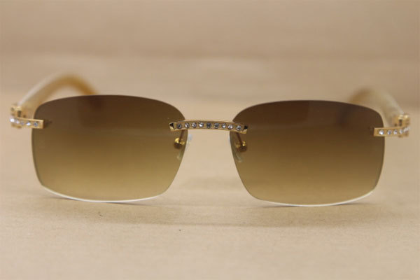 Cartier Big Diamond Glasses 8200759 Buffalo horn Rimless Sunglasses White Genuine horn Sunglasses In Gold Brown