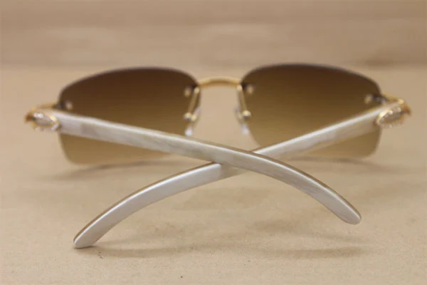 Cartier Big Diamond Glasses 8200759 Buffalo horn Rimless Sunglasses White Genuine horn Sunglasses In Gold Brown