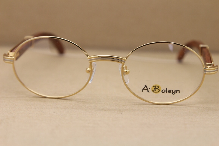 Cartier Wholesale Metal Material Wood glasses Unisex 2822546 Eyeglasses Size:53