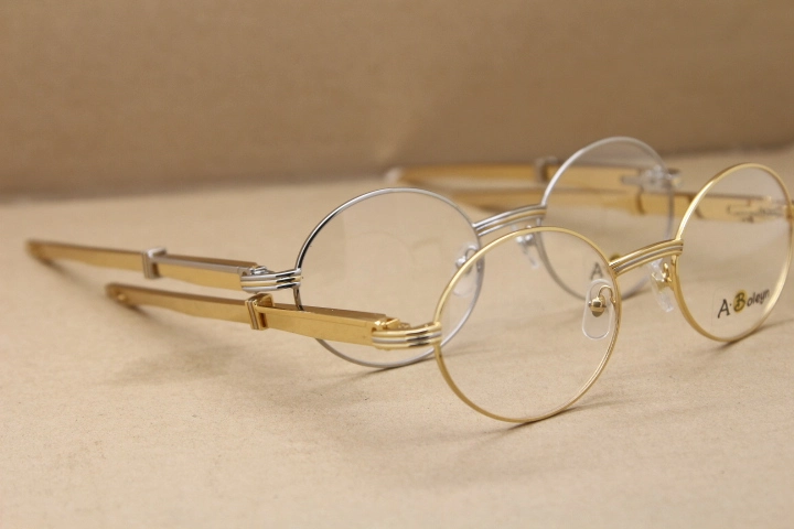 Cartier Limited edition Eyeglasses Golden Stainless steel optics Hot 7550178 Original  Metal Material Size:55