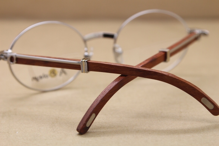 Cartier Wholesale 7550178 Wood Silver optics brand designer with logo Hot Eyeglasses Metal Material Original Size:57