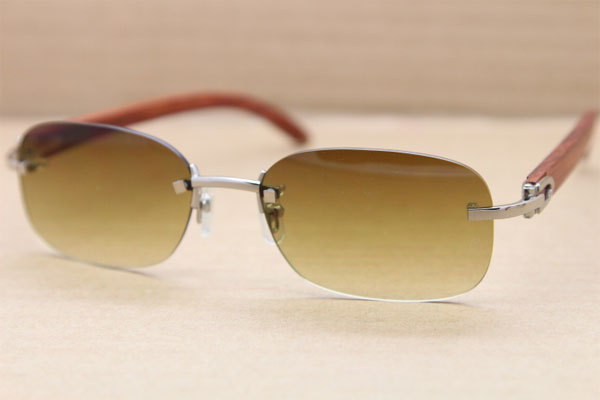 Hot Cartier CT 3524015 Rimless Wood Sunglasses Size:58