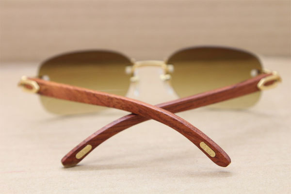 Hot Cartier CT 3524015 Rimless Wood Sunglasses Size:58