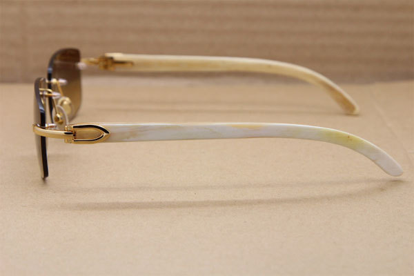 Hot Cartier CT 8200757 Rimless Original White Genuine Natural  Sunglasses Size:56