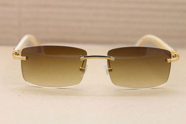 Hot Cartier CT 8200757 Rimless Original White Genuine Natural  Sunglasses Size:56