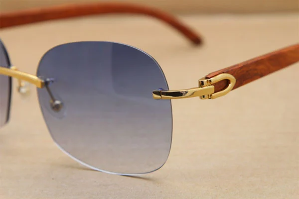 Cartier CT 8100908 Rimless T8100907 Original Wood Sunglasses