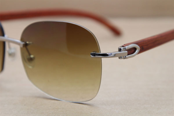 Cartier CT 8100908 Rimless T8100907 Original Wood Sunglasses