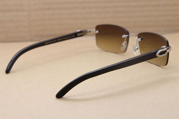 Cartier CT 8200757 Men famous brand Original Black Genuine Buffalo horn 8200758 Rimless Sunglasses