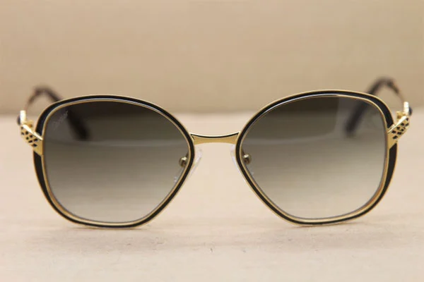 Cartier Metal 6338246 Original Sunglasses in Black Gold Brown Lens Men luxury brand Sunglasses