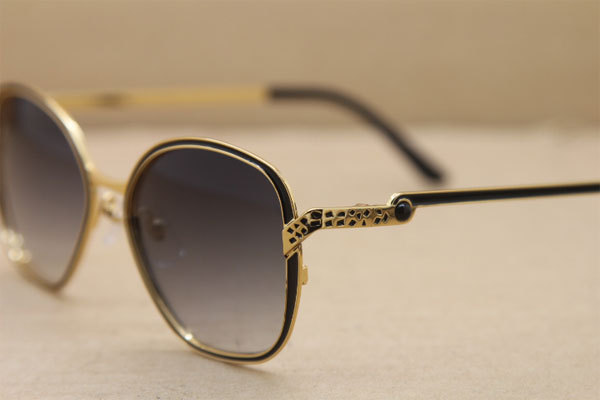 Cartier Metal 6338246 Original Sunglasses in Black Gold Brown Lens Men luxury brand Sunglasses