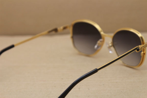 Cartier Metal 6338246 Original Sunglasses in Black Gold Brown Lens Men luxury brand Sunglasses