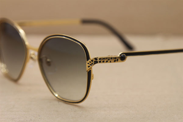 Cartier Metal 6338246 Original Sunglasses in Black Gold Brown Lens Men luxury brand Sunglasses