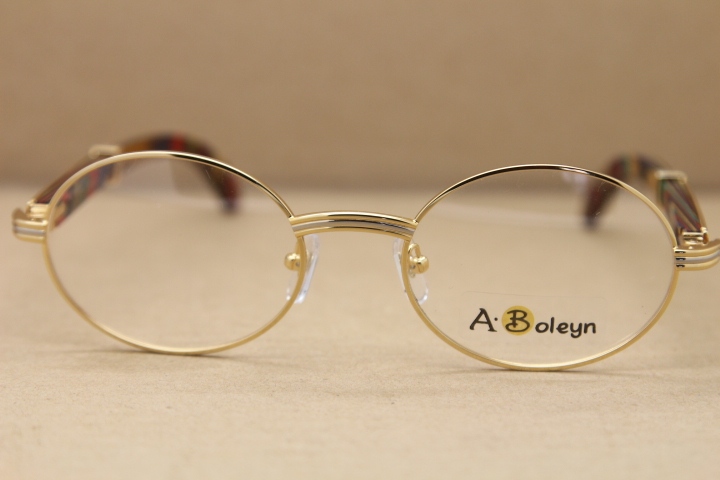 gold wood glasses frames eyeglasses frame men round Metal 2822546 Glasses