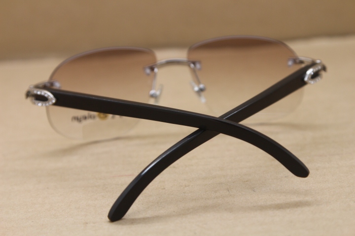 New Rimless Big Diamond T8100928 Black Buffalo Genuine horn Sunglasses limited edition Glasses