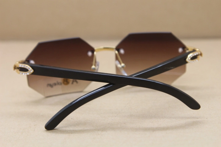 2017 New T8307002 Big Diamond Black Buffalo Sunglasses polygon Brand Glasses