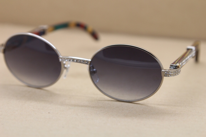 Gold Wood Glasses Men 7550178 Round Metal Sunglasses brand designer diamond Sunglasses