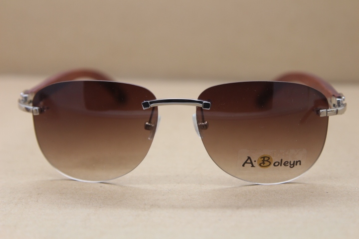 2017 New Decor Wood frame T8307005 Sunglasses Rimless Brand Designer Glasses men luxury Sunglasses