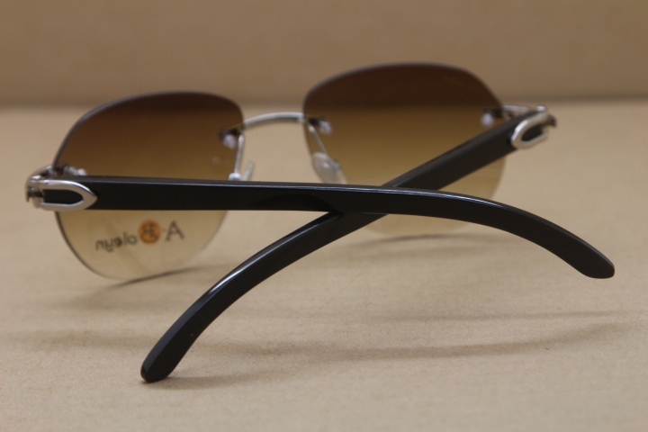 Manufacturers wholesale T8300829 Rimless Black Buffalo Horn Sunglasses designer glasses frames men New