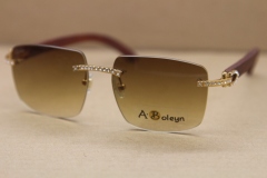 Men Women T8300816 Rimless Big diamond Sunglasses Brand designer Glasses