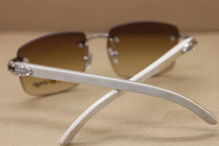 New Rimless T8300816 Big Diamond glasses Brand White Genuine horn Sunglasses designer glasses