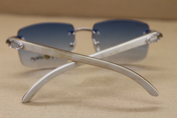 New Rimless T8300816 Big Diamond glasses Brand White Genuine horn Sunglasses designer glasses