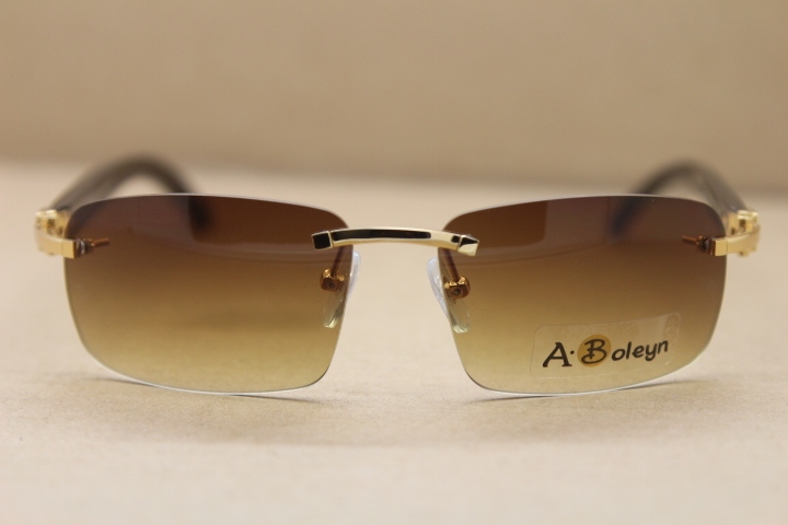 Hot Rimless Black Buffalo Horn Sunglasses mens sunglasses brand designer Goggle 3524016 Sun Glasses