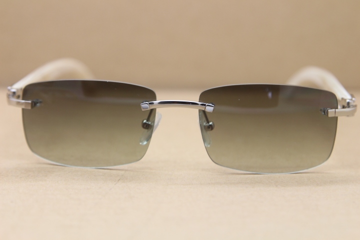 Hot Cartier CT 8200757 Rimless Original White Genuine Natural  Sunglasses Size:56