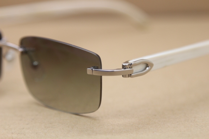 Hot Cartier CT 8200757 Rimless Original White Genuine Natural  Sunglasses Size:56