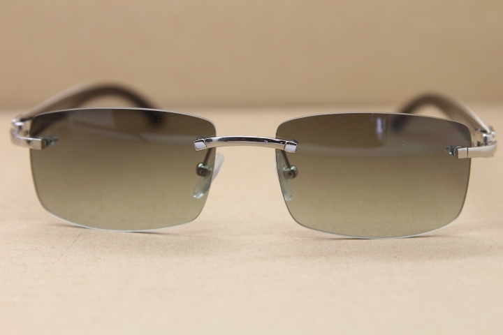 Hot Cartier CT 8200757 Rimless Sun Glasses Original White Inside Black Buffalo Horn Sunglasses 8200758 Gold Brown Lens