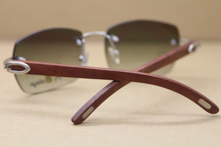 Cartier Rimless Sunglasses T8100905 High Quality Fashion Sunglasses Wooden Glasses Rimless gold wood glasses in Gold Brown Lens