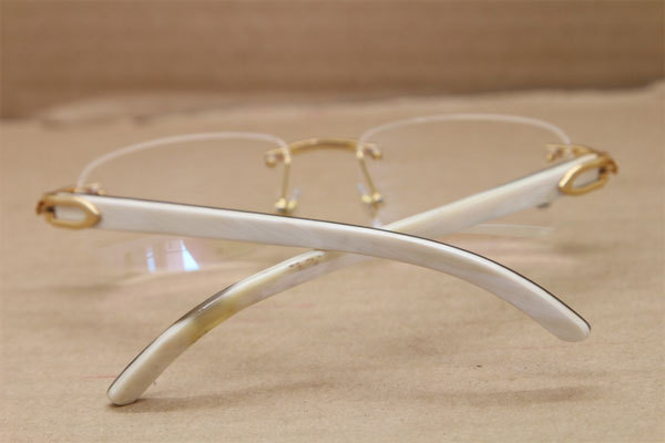 Cartier Rimless T8100864 Black Mix White Buffalo Horn Original Eyeglasses in Gold