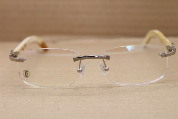 Cartier Rimless T8100864 White Genuine Natural Buffalo Horn Original Eyeglasses in Gold