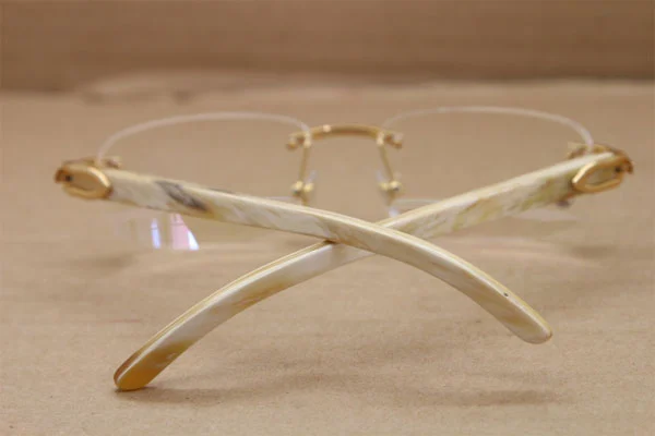 Cartier Rimless T8100864 White Genuine Natural Buffalo Horn Original Eyeglasses in Gold