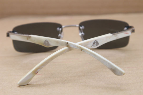 New Fashion THE ARTIST White Buffalo Horn Sunglasses Maybach Rimless Brand Glasses