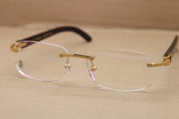 Cartier Rimless T8100864 Black Buffalo Horn Original Eyeglasses in Gold or Silver