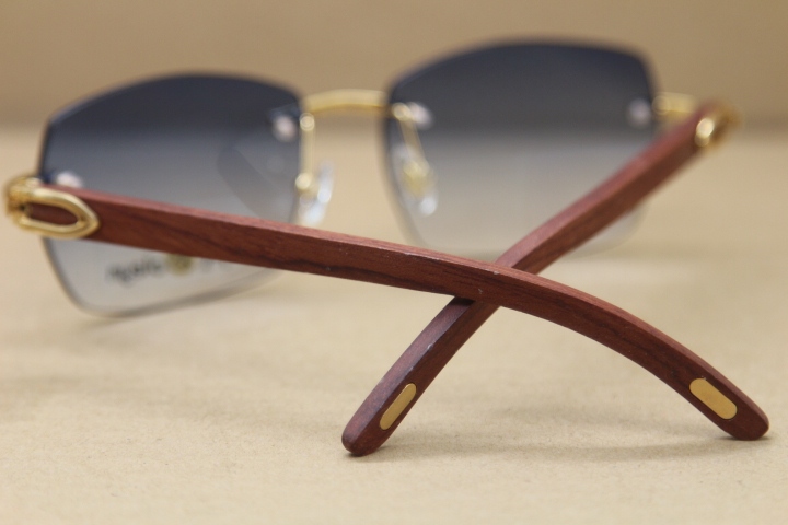 Cartier Rimless Sunglasses T8100905 High Quality Fashion Sunglasses Wooden Glasses Rimless gold wood glasses in Gold Brown Lens