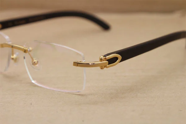 Cartier Rimless T8100903 Black Buffalo Horn Original Optical in Gold