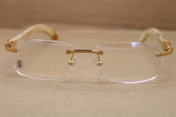 Cartier Rimless T8100864 White Genuine Natural Buffalo Horn Original Eyeglasses in Gold