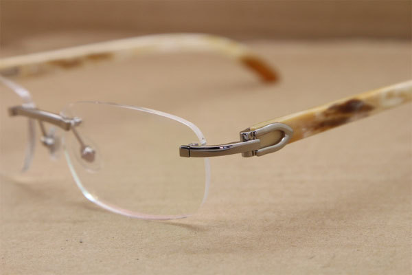 Cartier Rimless T8100864 White Genuine Natural Buffalo Horn Original Eyeglasses in Gold