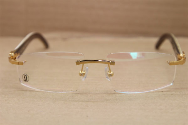 Cartier White Mix Black Buffalo Horn T8100905 Optical Good Quality Glasses Eyeglasses in Gold