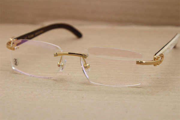 Cartier Rimless T8100903 White Inside Black Buffalo Horn Original Optical in Gold