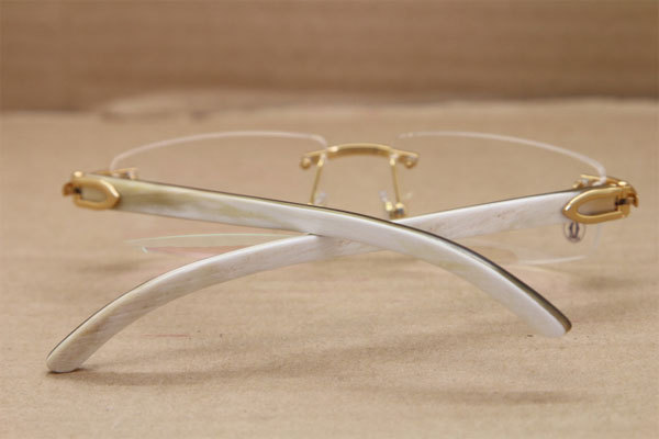 Cartier White Mix Black Buffalo Horn T8100905 Optical Good Quality Glasses Eyeglasses in Gold