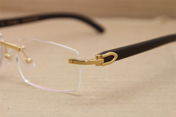 Cartier Rimless T8100907 Genuine Black Buffalo Horn Optical in Gold