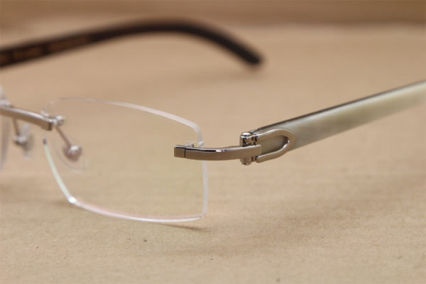 Cartier Rimless T8100903 White Inside Black Buffalo Horn Original Optical in Gold