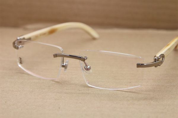 Cartier Rimless T8100905 Eye Glasses White Buffalo Horn Eyeglasses in Gold