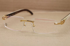 Cartier White Mix Black Buffalo Horn T8100905 Optical Good Quality Glasses Eyeglasses in Gold